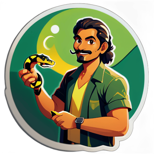 A man holding a snake named achal sticker