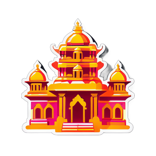 temple hindou dans un aspect ancien sticker