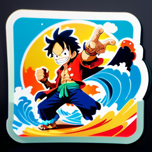 Luffy is fighting with Kaido in vano land    sticker