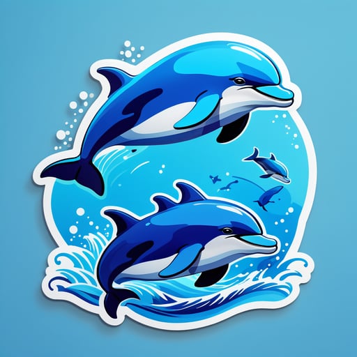 Pummelige Himmelblaue Delfine sticker