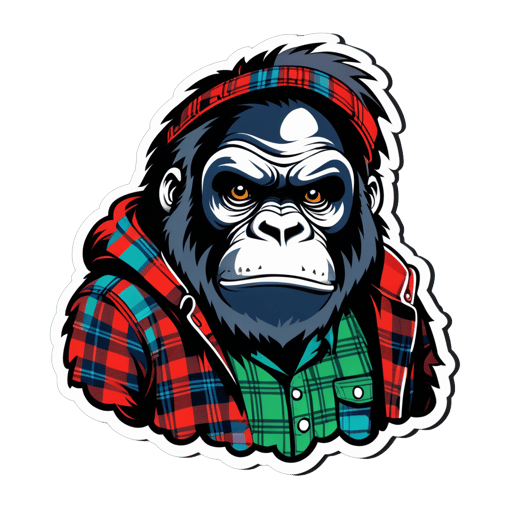 Grunge Gorille avec Flanelle sticker