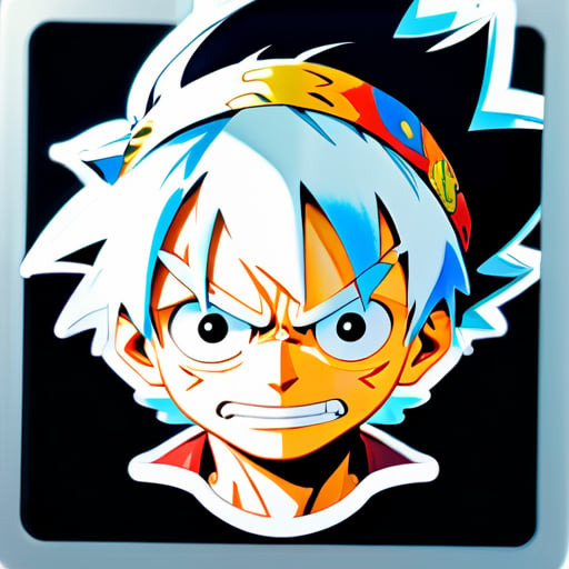 White-Haired Luffy Close-Up sticker