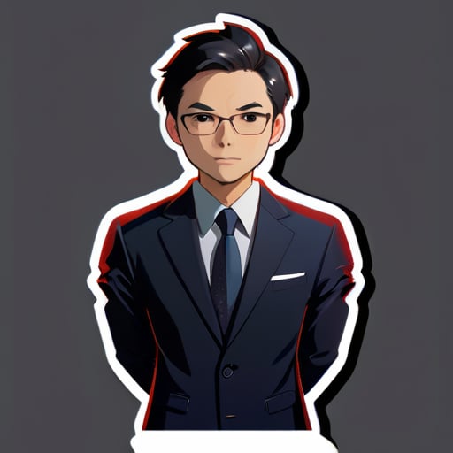An intermediary in a suit, only needs the upper body, Chinese image sticker
