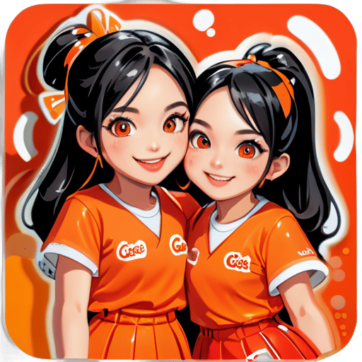 Coca-Cola et Orange sont les surnoms de deux filles, une paire de bonnes sœurs, avec des significations positives. Coca-Cola est la petite sœur, Orange est la grande sœur, ensemble, ils signifient 'pouvoir réussir'. sticker