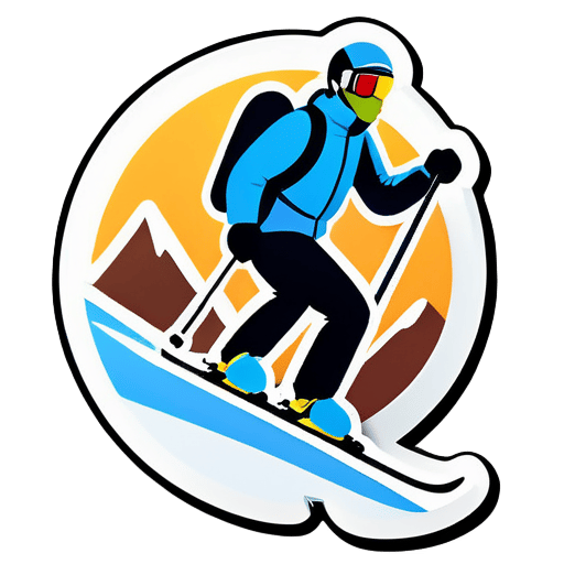 Hombre esquiando en una montaña sticker