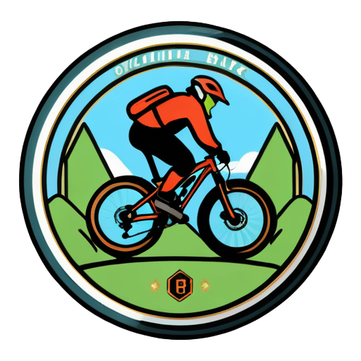 Ícone do clube de downhill de mountain bike com a inscrição 'Bicicleta de montanha com charme' sticker