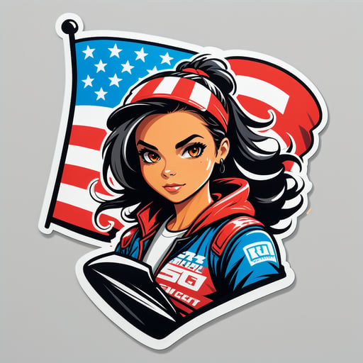 Street Racing Flag Girl sticker