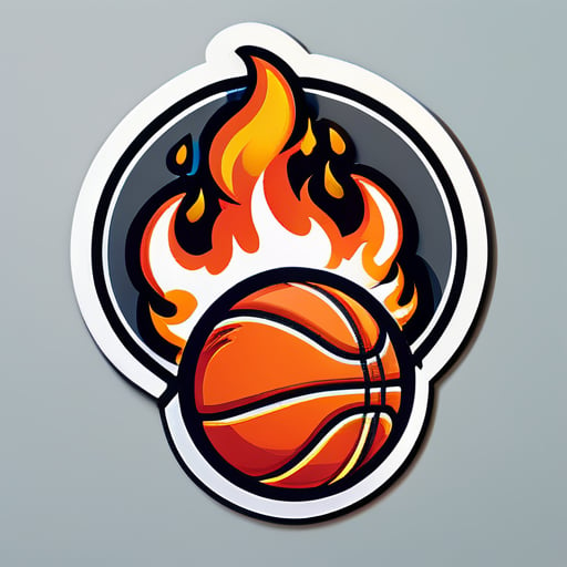 bóng rổ với lửa sticker