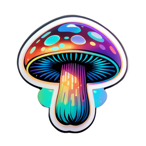 Holographic mushroom sticker