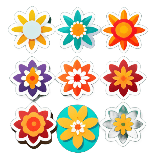 Flowers represent spring, the sun represents summer, leaves represent autumn, and snowflakes represent winter sticker