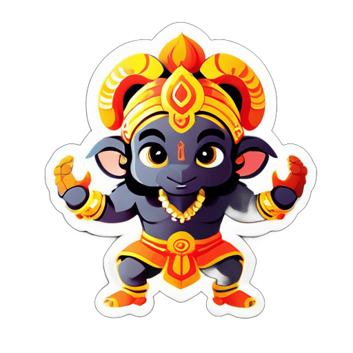 cute playing hanuman god and ram god sticker