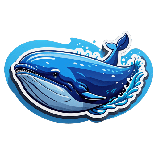 깊은 바다에서 다이빙하는 푸른 고래 sticker