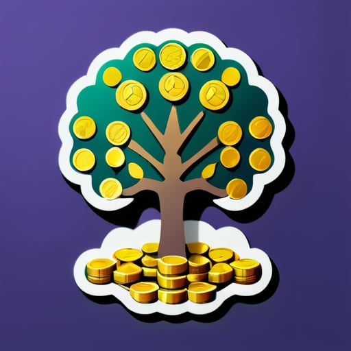 A tree structure composed of coins sticker