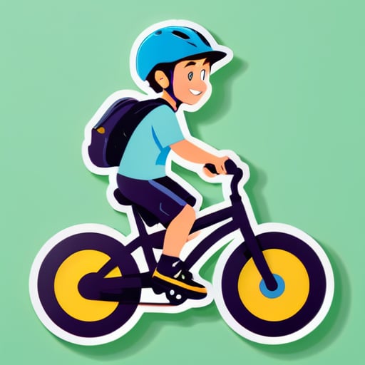 a boy riding a bike sticker