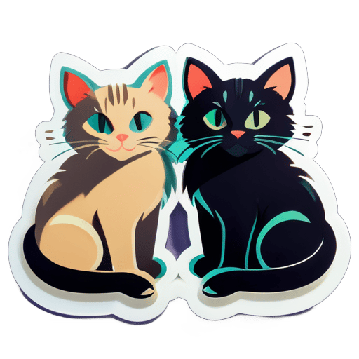 Pegatina de dos gatos sticker