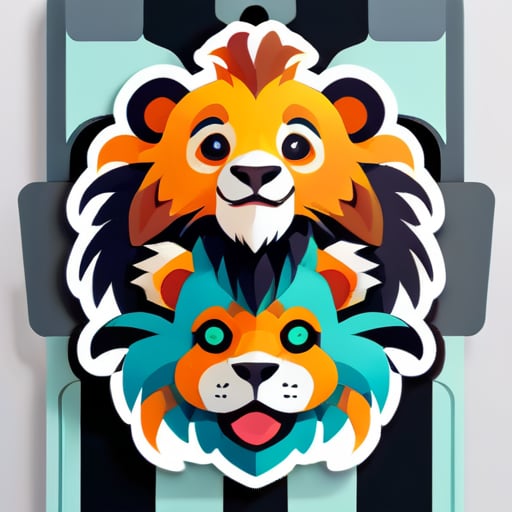An exotic animal composed of lions and pandas sticker