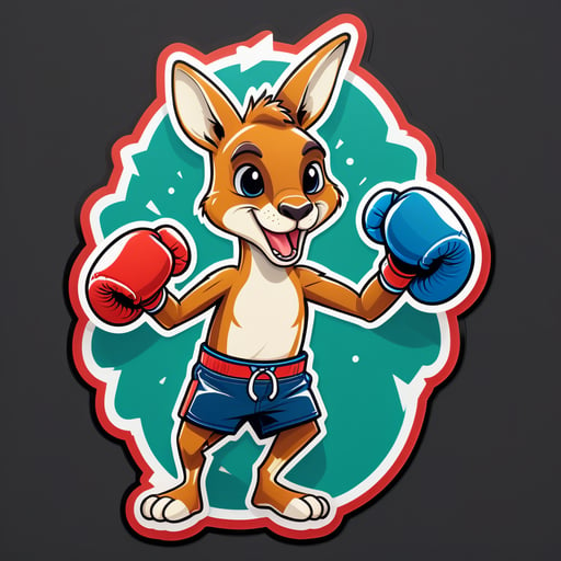 Un kangourou avec un gant de boxe dans sa main gauche et une ceinture de championnat dans sa main droite sticker