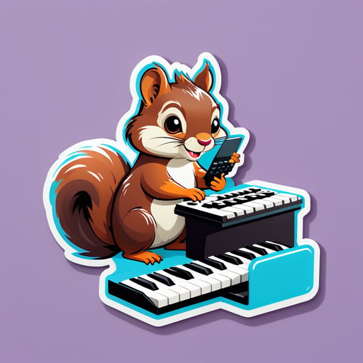 Écureuil plein d'âme avec un clavier sticker