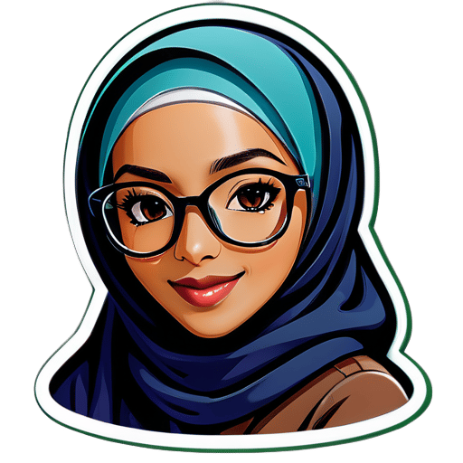 elisa muslimah với kính và hijab sticker