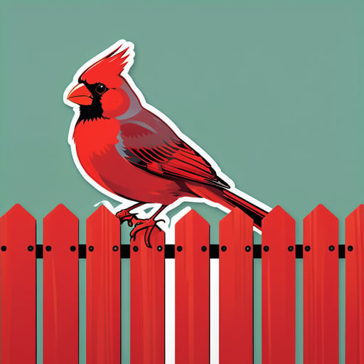 Chim đỏ Cardinal đậu trên hàng rào sticker