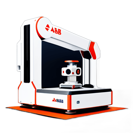 The smallest 6-axis industrial robot training platform of the ABB brand for applications and vocational colleges, with a desktop-sized aluminum profile support at the bottom, a 6-axis industrial robot training platform in the middle, and modules for loading, stacking, assembly, welding, etc. around the robot. sticker