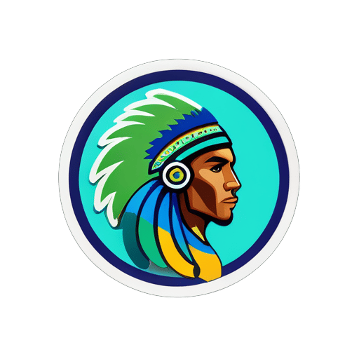 스튜디오 로고 I.L.O를 만들어 주세요. 파란색과 초록색 독수리와 아프리칸 프린트가 있는 로고입니다. sticker