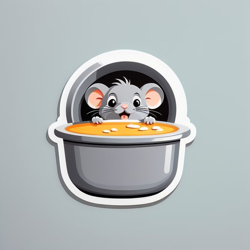 Ratón gris acechando en una cocina sticker