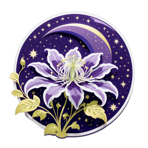 Celestial Clematis Crescent sticker