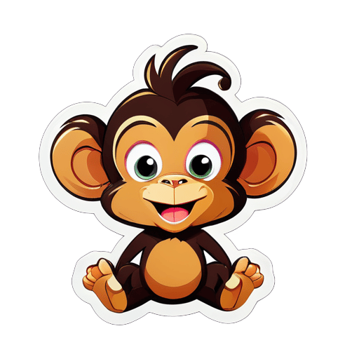 Mitali + Manda Autocollant de nom Maakad avec image amusante de singe sticker