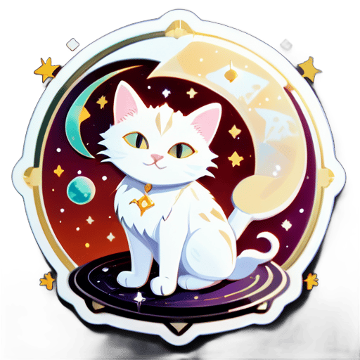 Astrologist white cat sticker