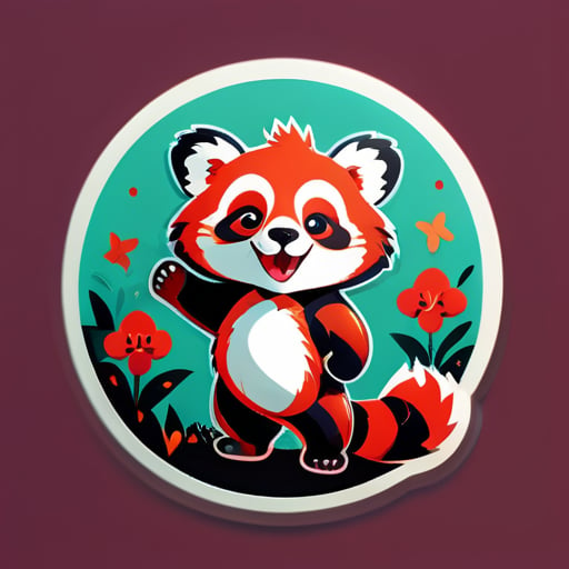Happy red panda sticker