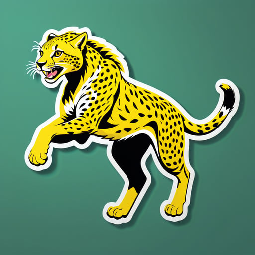Leopardo amarillo corriendo por la sabana sticker