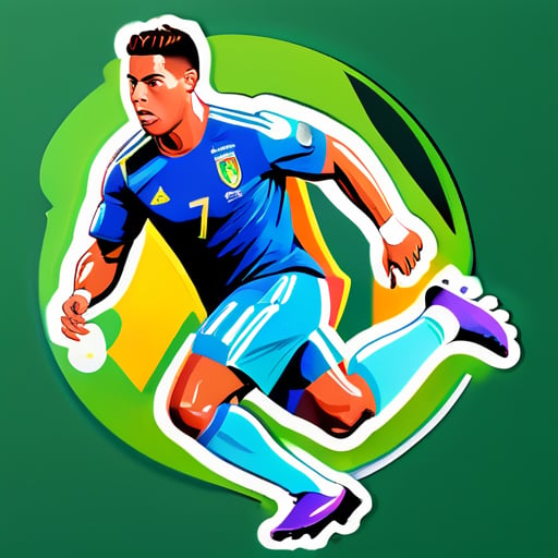 Ronaldoはサッカーボールを持って走っています sticker