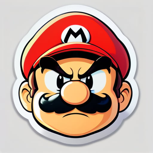 Mario is very angry, but he doesn't show it, that is, Mario is sulking. sticker