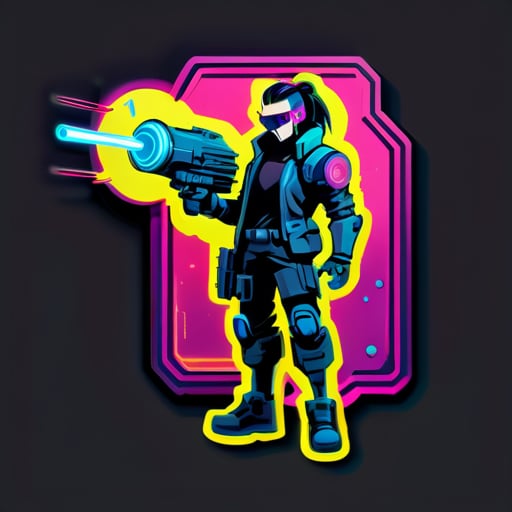 Cyberpunk với súng phát tia sticker