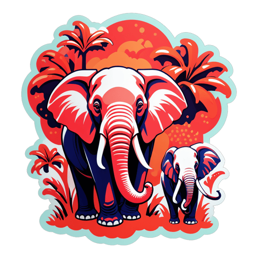 Substantial Coral Elephants sticker
