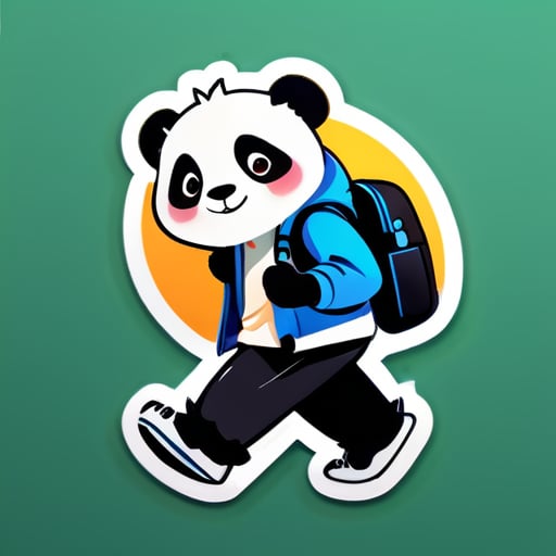 walking panda tourist sticker