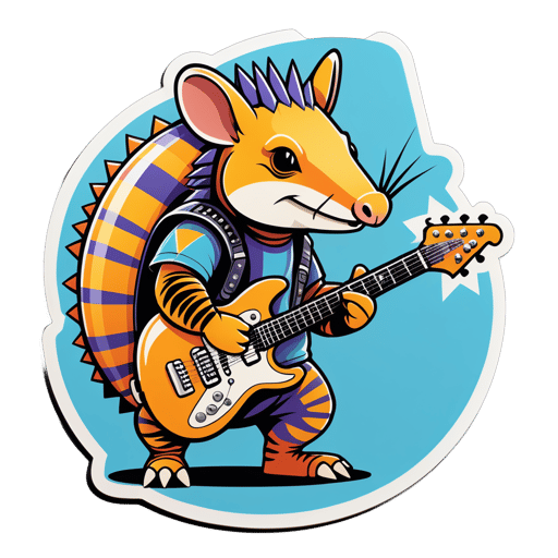 Alt-Rock Armadillo with Electric Guitar sticker