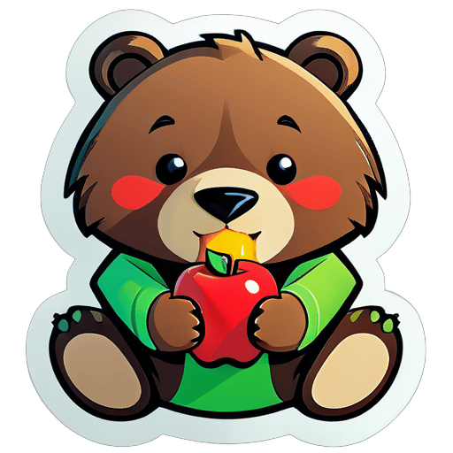 apple eating by bear sticker