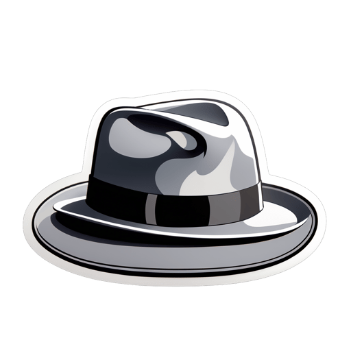 Sombrero gris Fedora descansando en una mesa sticker