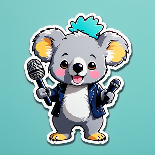 K-Pop Koala mit Mikrofonständer sticker