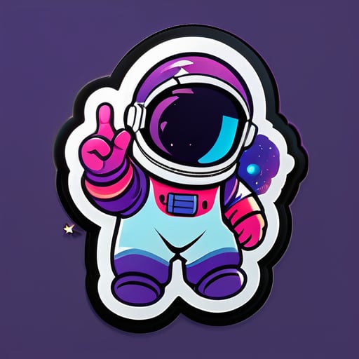 astronot holding a galaxy sticker