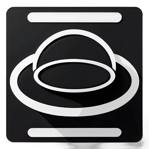 Saturn on Nintendo style，symbols of round and square shapes, only, black and white color sticker