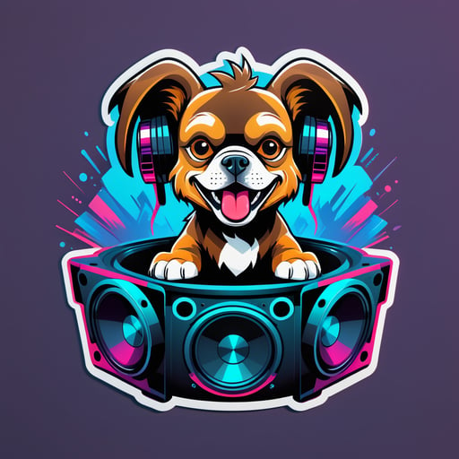 低音狗 Dubstep Dog with Subwoofer sticker