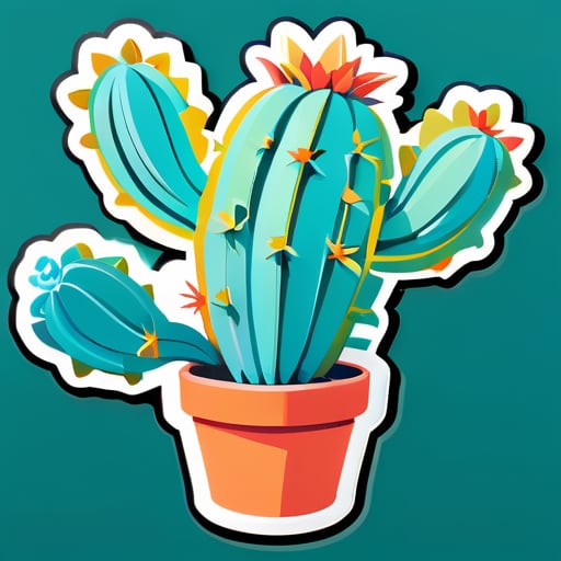 Un cactus turquesa de tres brazos muy hermoso sticker