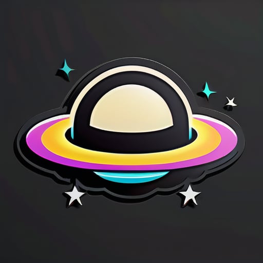 Saturn theo phong cách Nintendo trên nền đen sticker