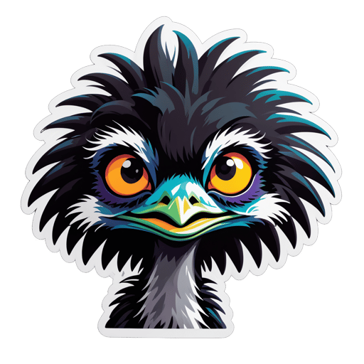 Emo Emu mit dunklem Eyeliner sticker
