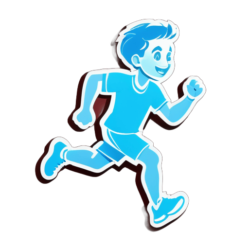 A boy running hard sticker