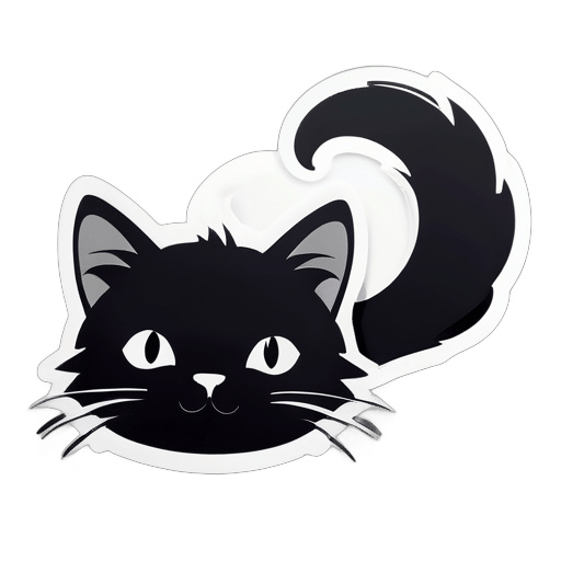 Gato fofo de cabelo preto e branco sticker
