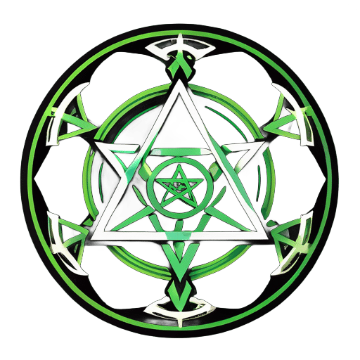 sello mágico, hexagrama unicursal de Aleister Crowley, hexagrama unicursal entrelazado, hechizo, sagrado, secreto, verde, no es un hexagrama sticker